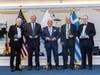 Past Presidents from left to right: John Vanikiotis, Peter Vican, Constantinos Perdikakis, Lakis Andriotis and Current Chapter 106 President George Coclin