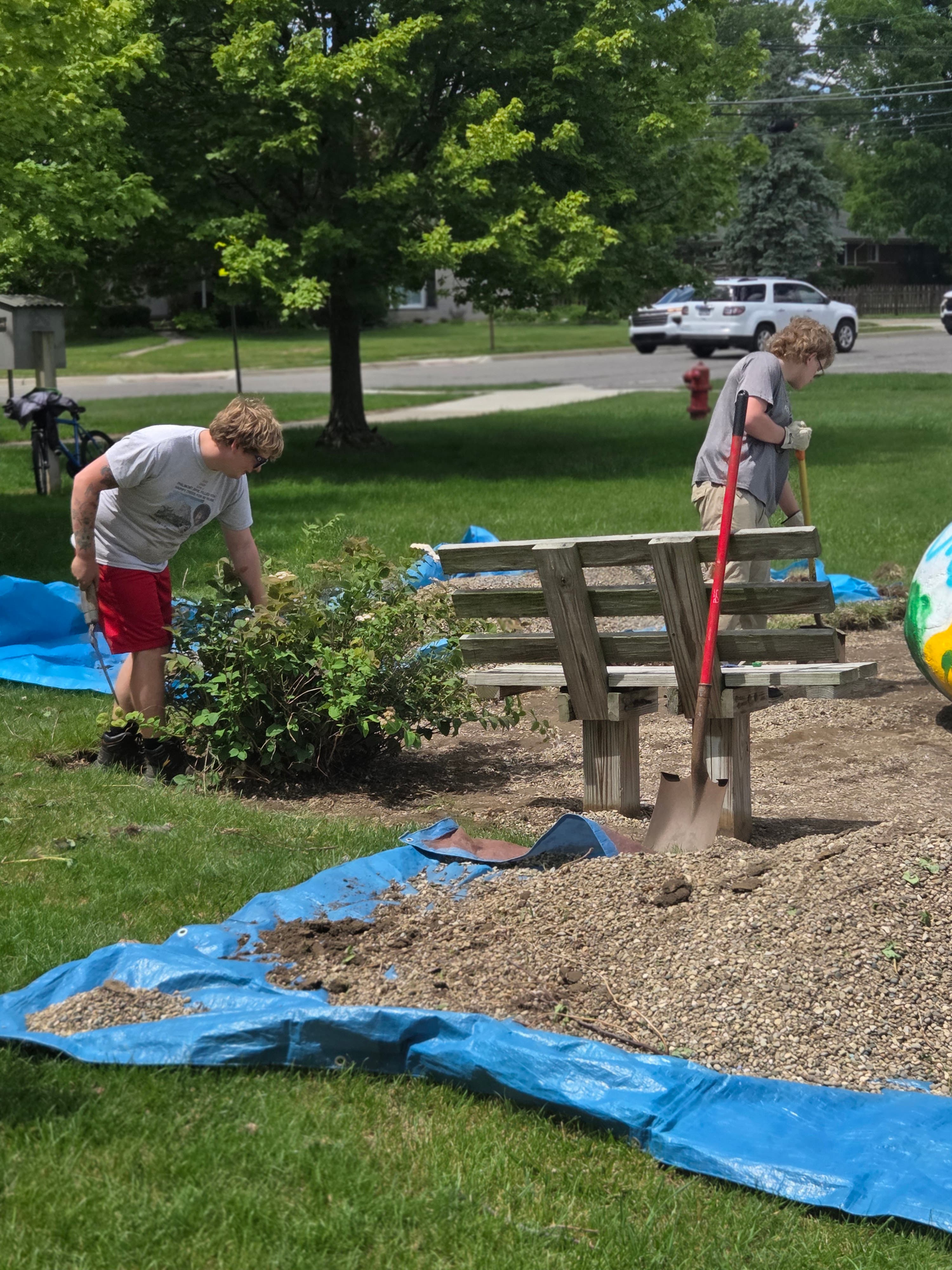 Ruff clearing and smoothing the ground during the project refresh (2026).