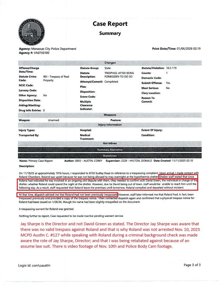 MBC Hypothermia Shelter Director Jay Sharpe / False Police Reporting