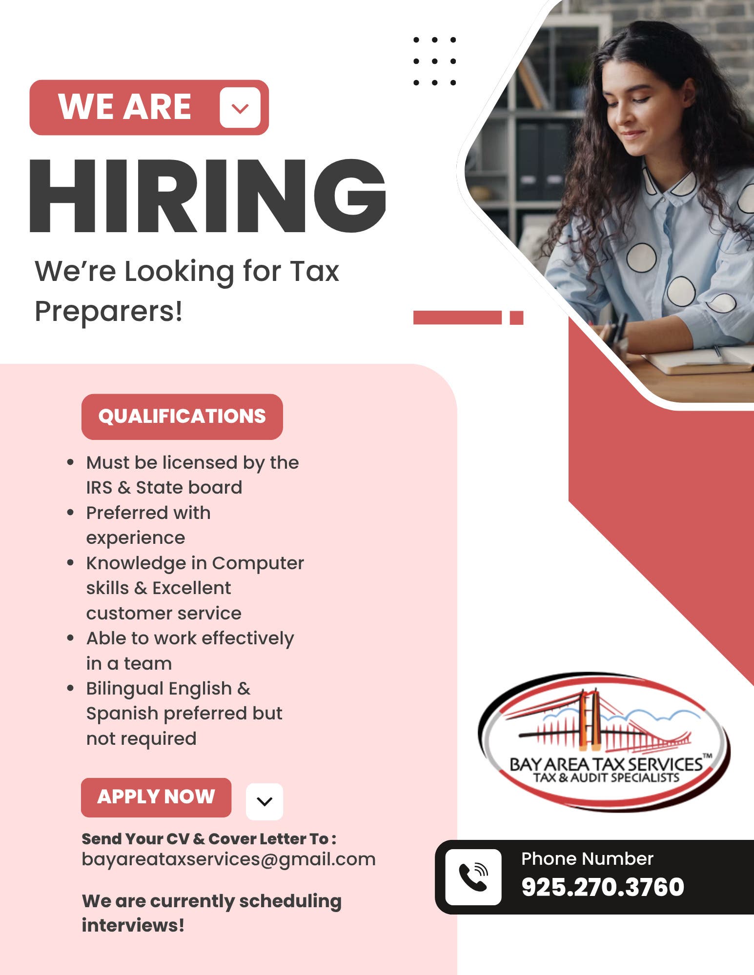 Seeking Experienced Tax Preparers