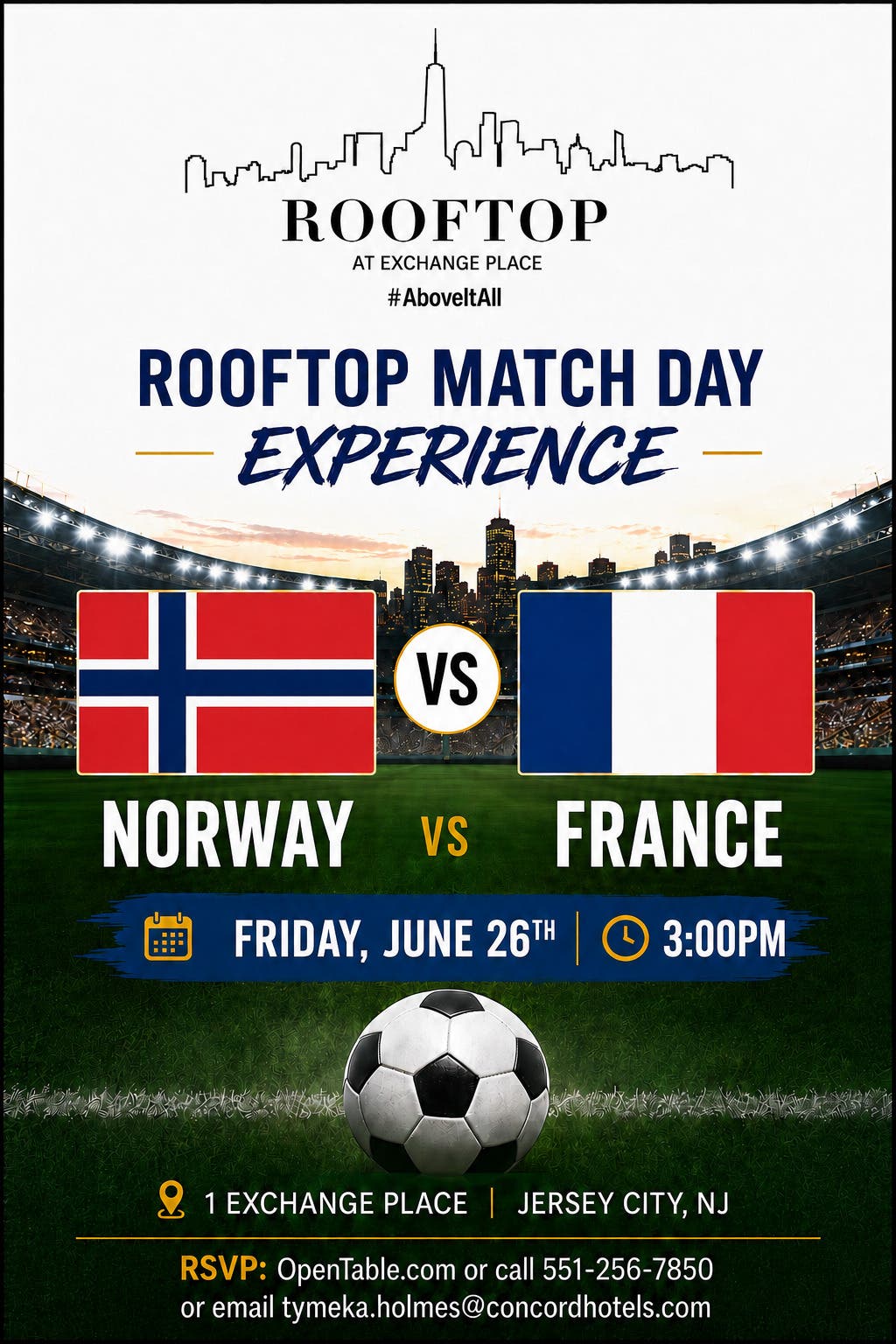 RoofTop Match Day Experience: Norway vs France