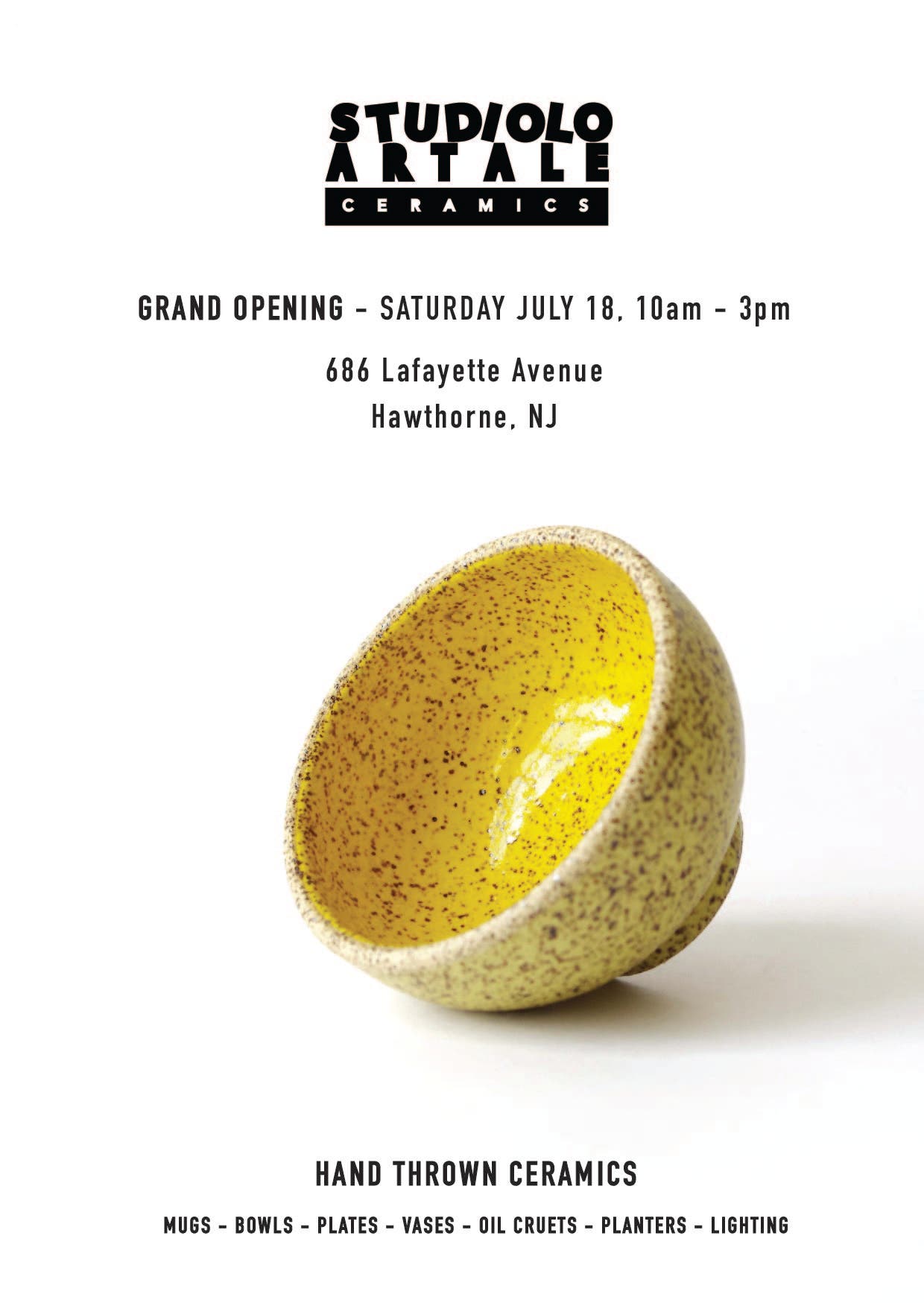 Grand Opening - Studiolo Artale Handmade Ceramics now open 