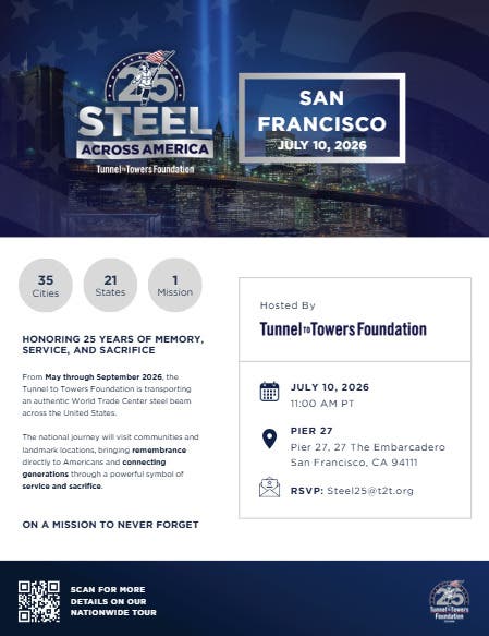 Tunnel to Towers Foundation’s 9/11 Anniversary Tour to Stop in San Francisco on July 10 