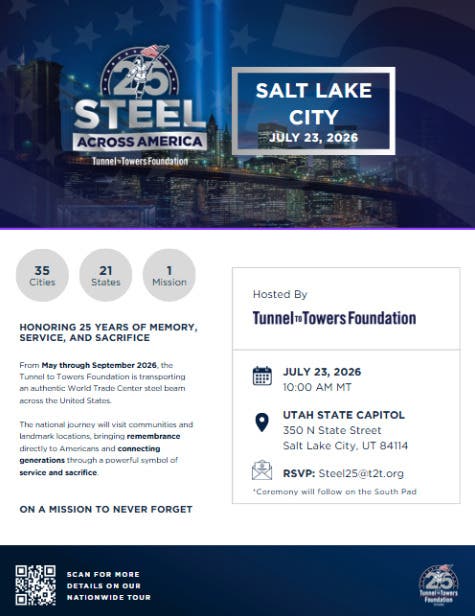Tunnel to Towers Foundation Brings WTC Steel to Utah State Capitol for Public Ceremony