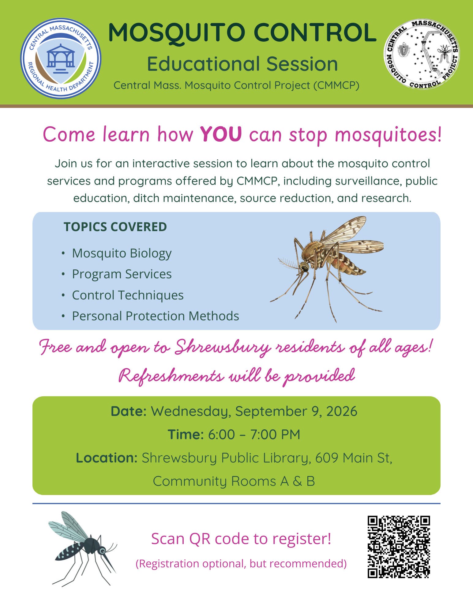Educational Session by Central Mass. Mosquito Control Project (CMMCP)