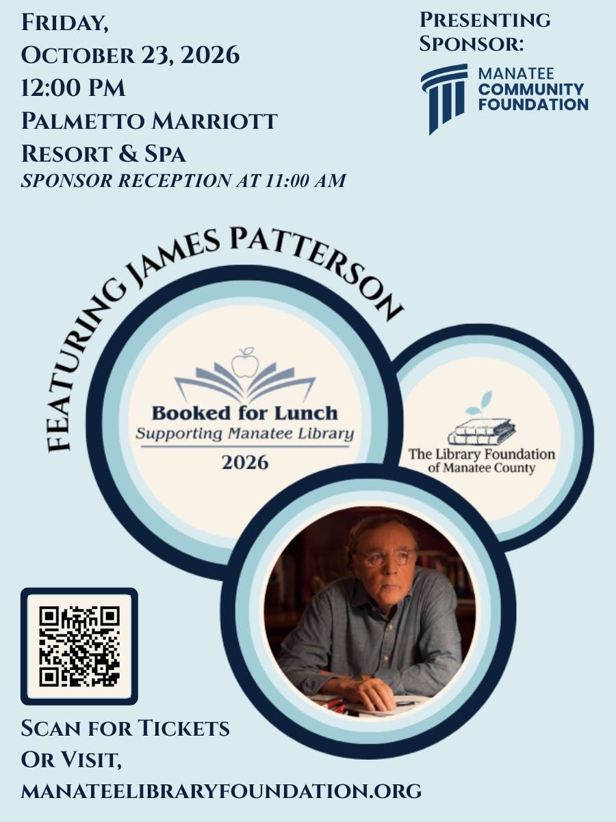 Booked for Lunch: Supporting Manatee Library: Featuring James Patterson