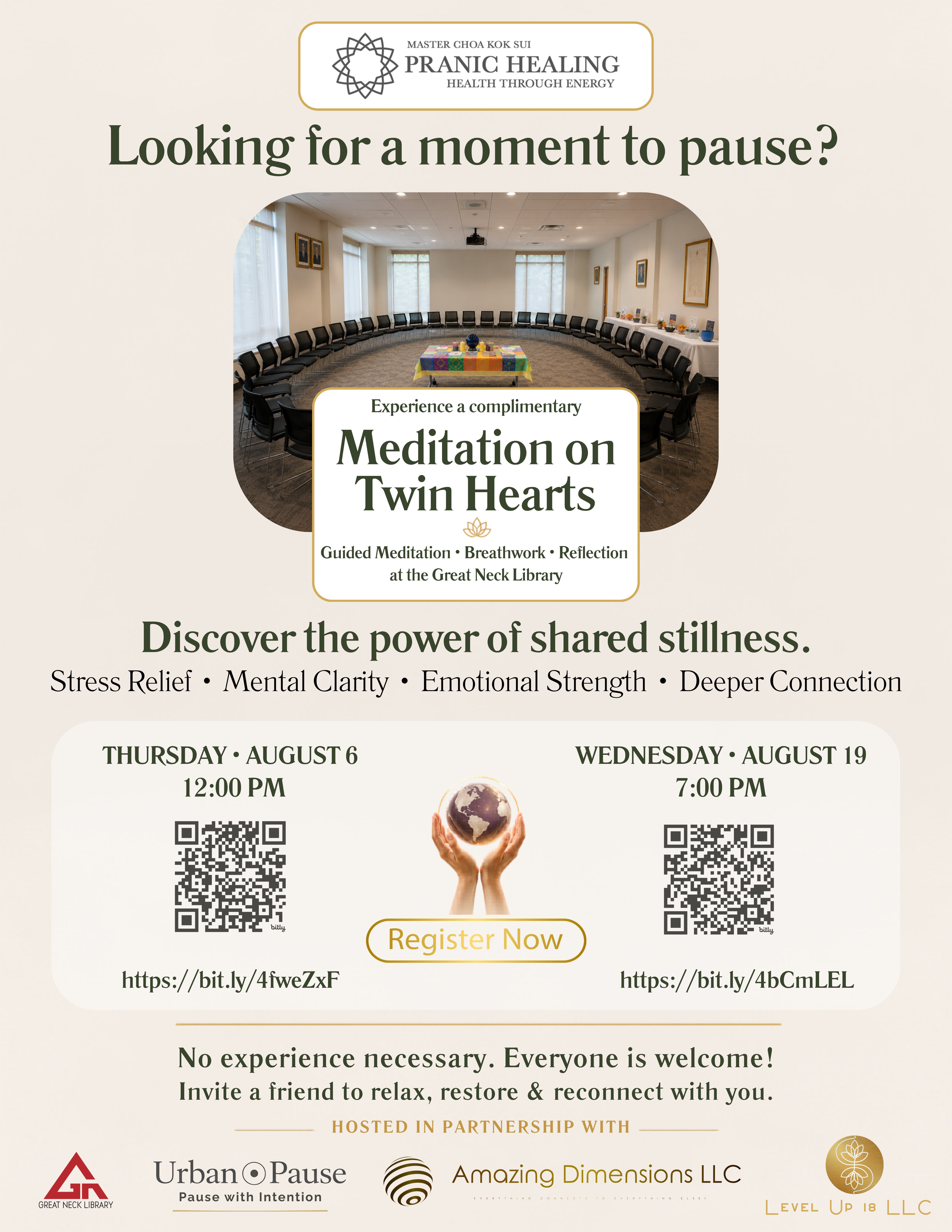 Complimentary Guided Meditation on Twin Hearts — In Person