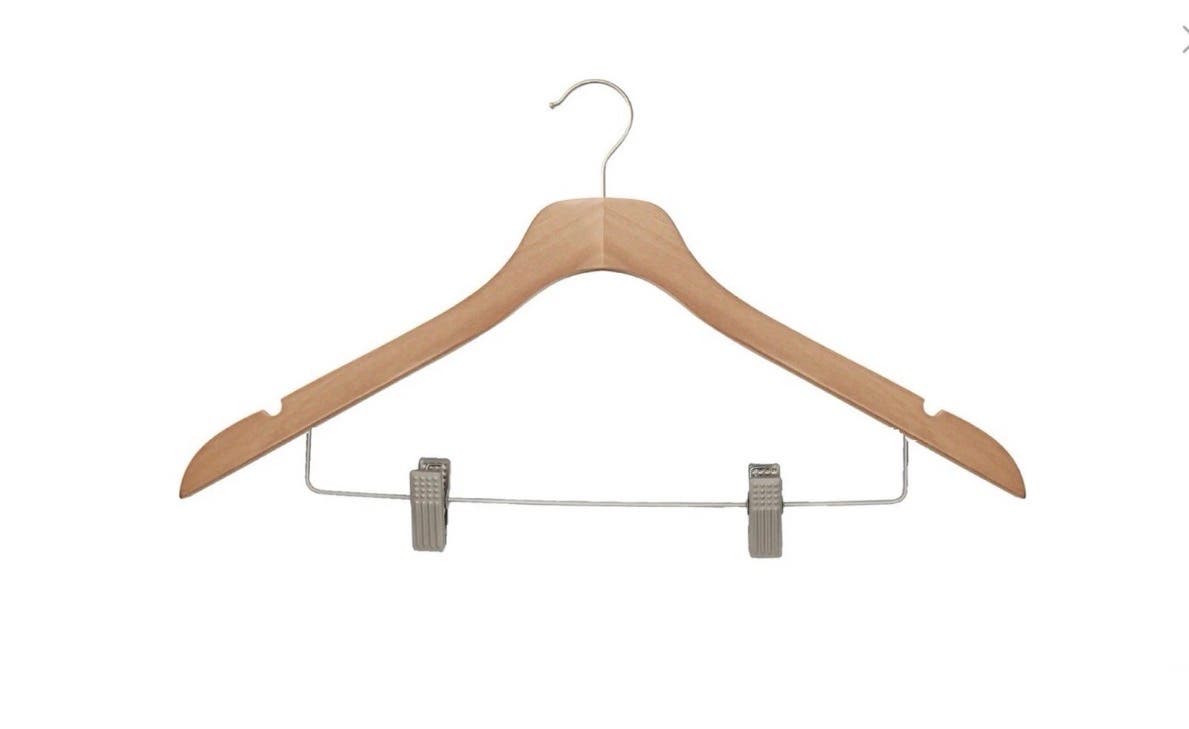 *NEW IN BOX* NAHANCO 17” Slim Profile Beech Wood Skirt/Pant Hanger w/Clips+Swivel Hook 2 Lots of 10