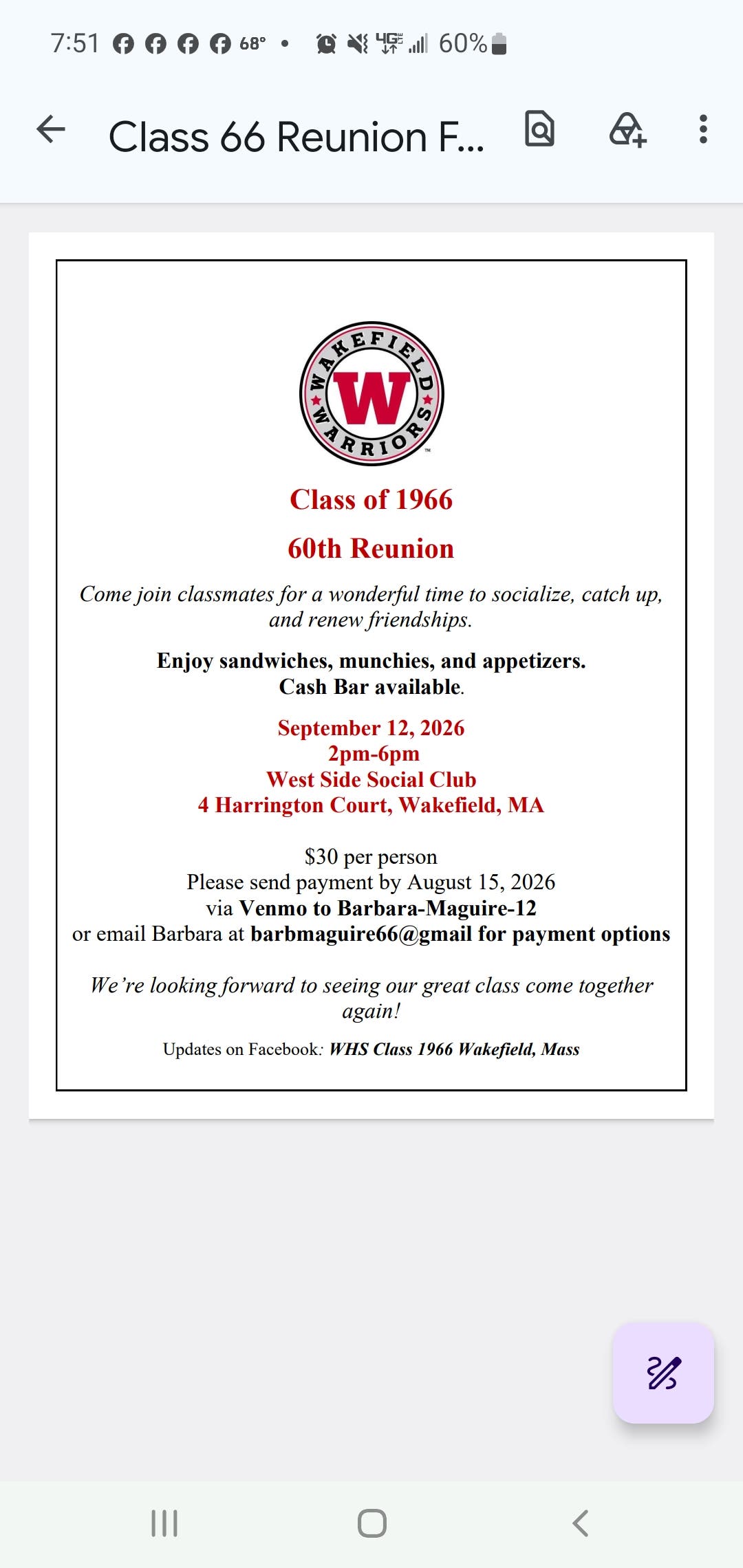 Class of 1966 60th Reunion