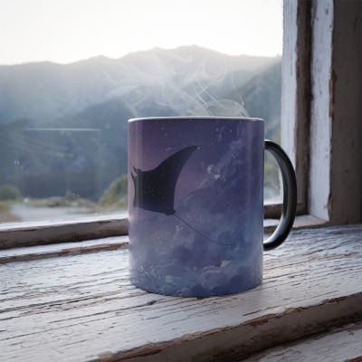 Celestial Manta Ray Color-Changing Mug — Galaxy Ocean Heat Reveal 11oz