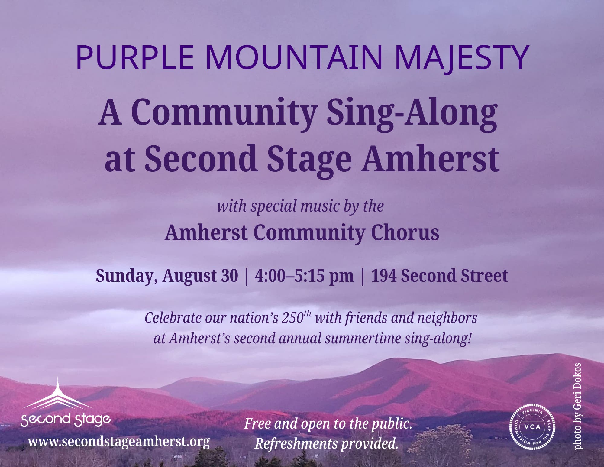"Purple Mountain Majesty" a Community Sing-Along