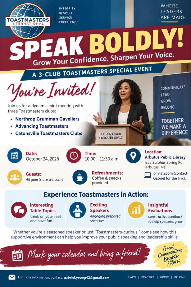 3-Club Toastmasters Special Event - Open House