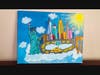 Colorful city drawing, inspired by the sights and landmarks of New York City