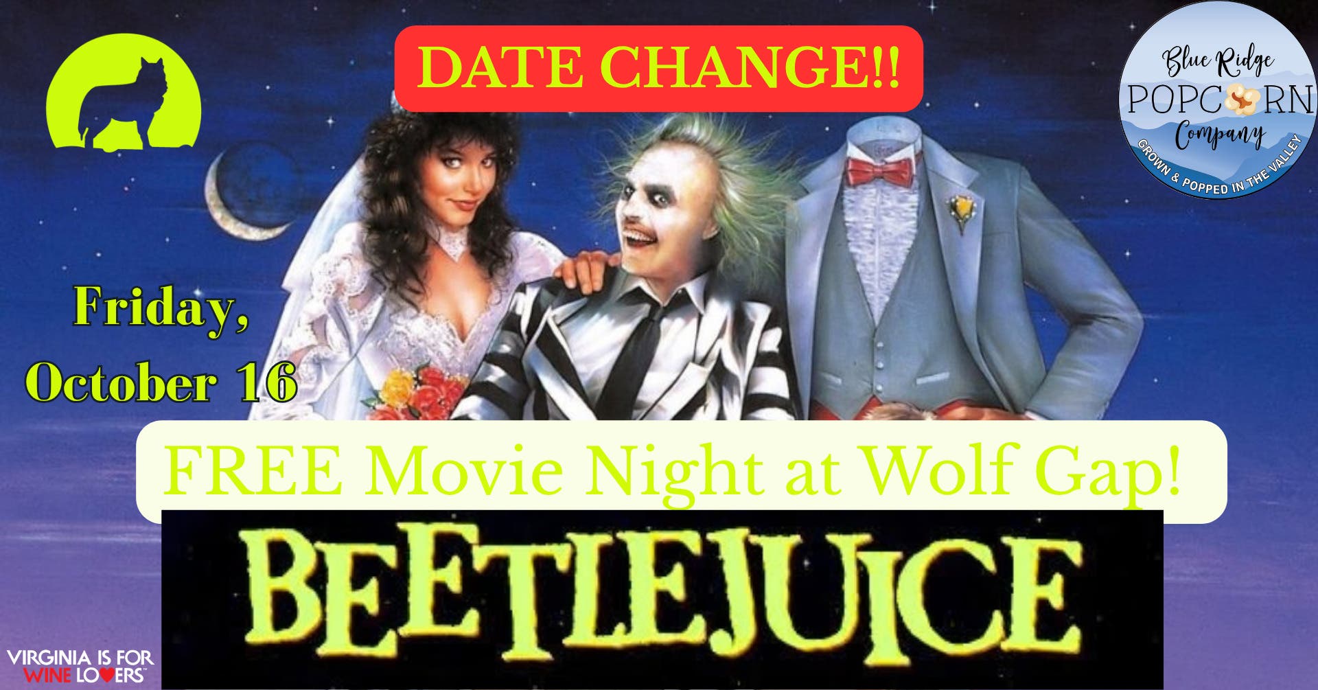 🎬 FREE Outdoor Movie Night at Wolf Gap Vineyard!
