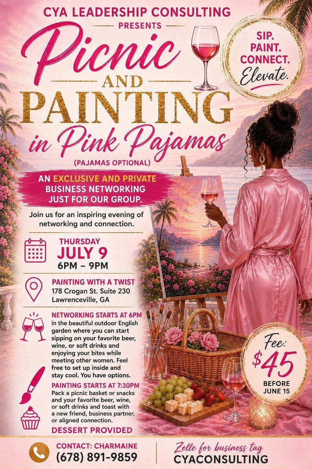 Picnic and Painting in Pink Pajamas