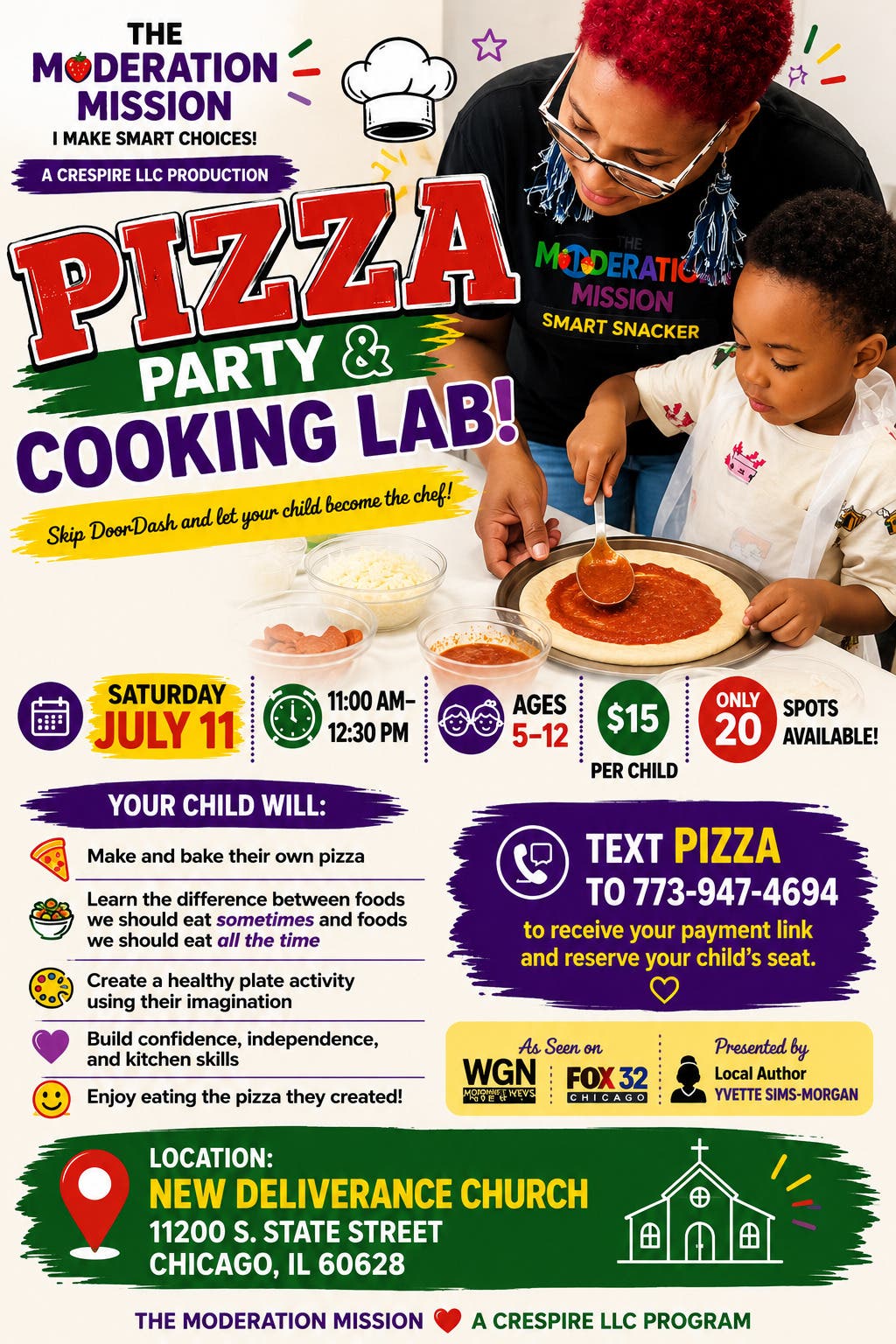 Kids pizza party and cooking lab 5 to 12 years