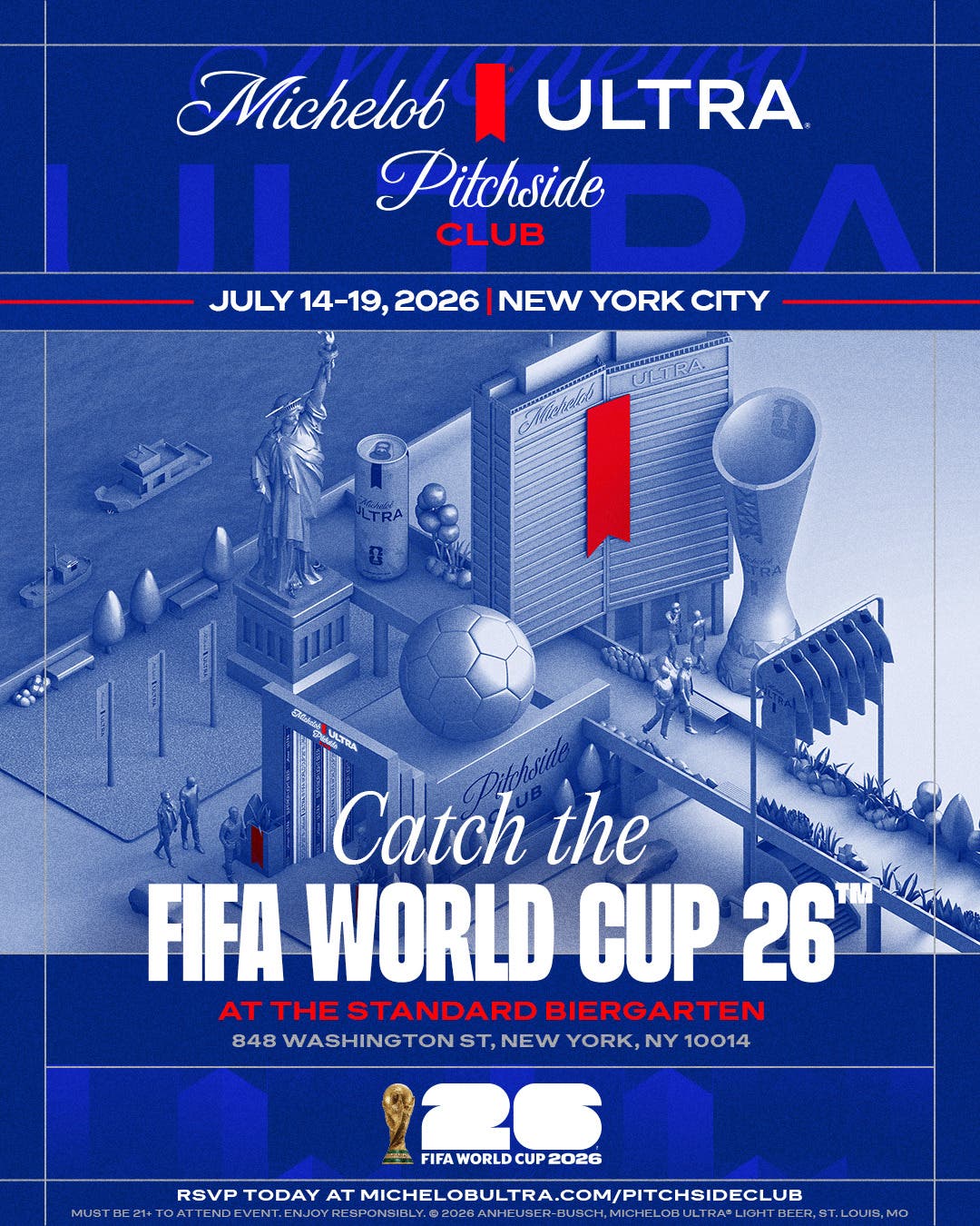 Ultimate FIFA World Cup 2026™ Semi-Final and Final Watch Party: Michelob ULTRA Pitchside Club at NYC