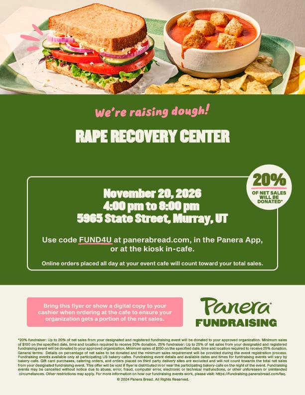 Panera Bread Fundraiser Benefiting the Rape Recovery Center