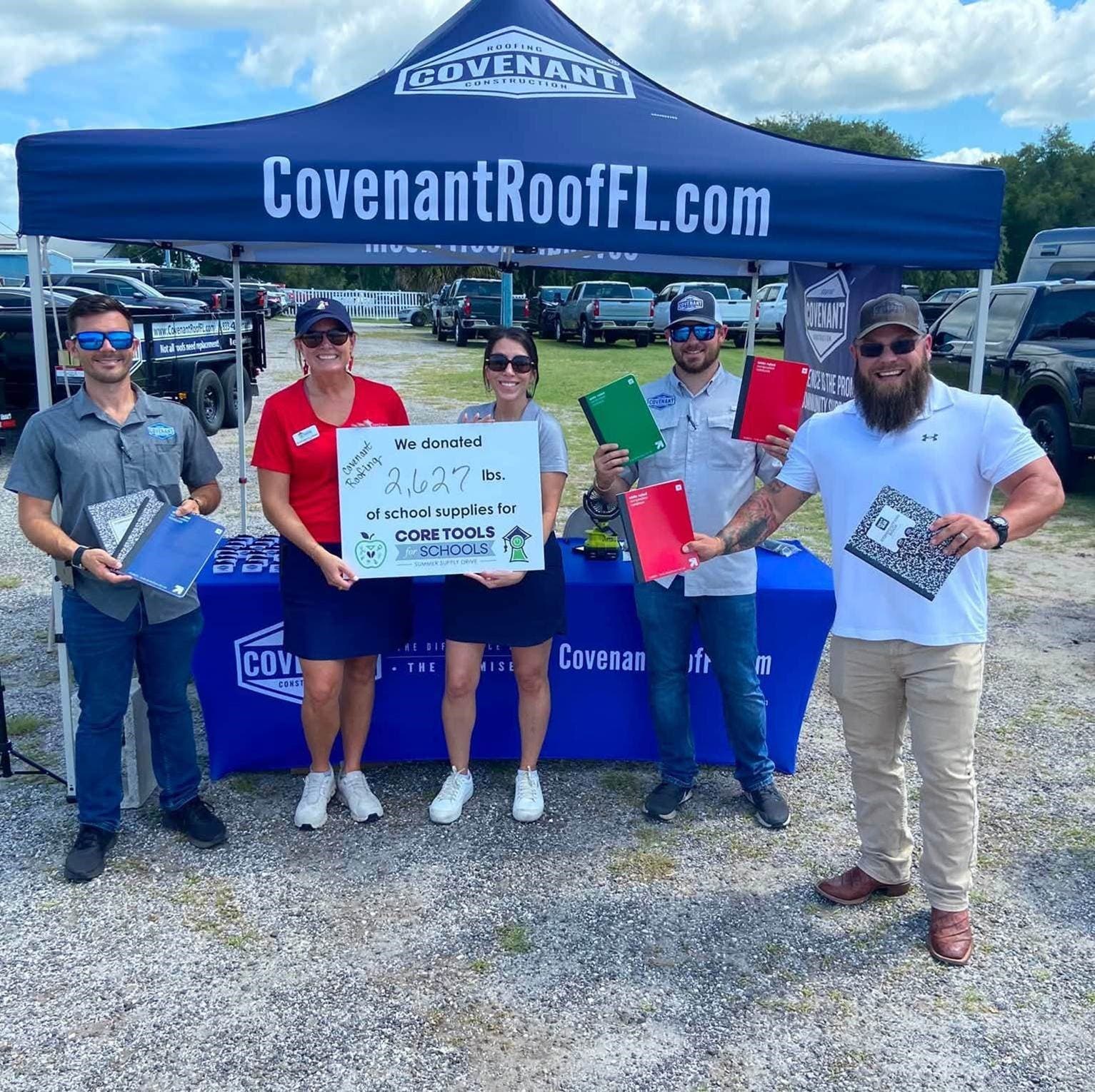 Covenant Roofing and Construction Collects 2,627 Pounds of School Supplies in Record-Breaking Stuff 