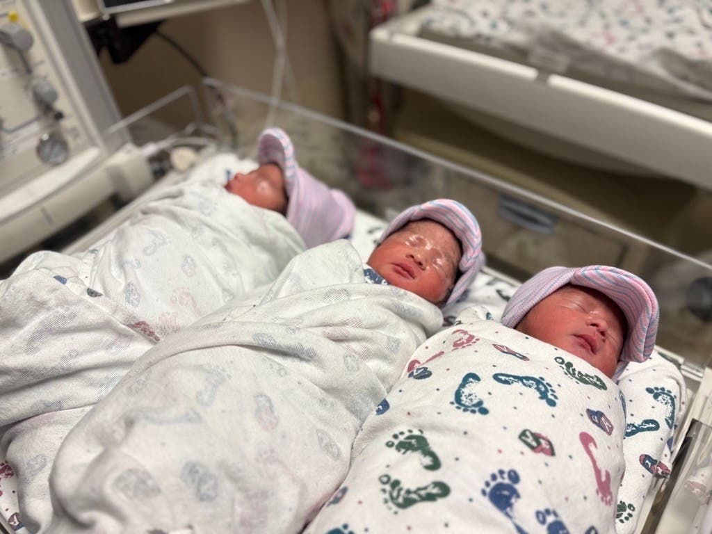 Elio, Elias and Enzo, three healthy baby boys whose exceptionally rare arrival at Kaiser Permanente South Bay required a 15-person medical team.
