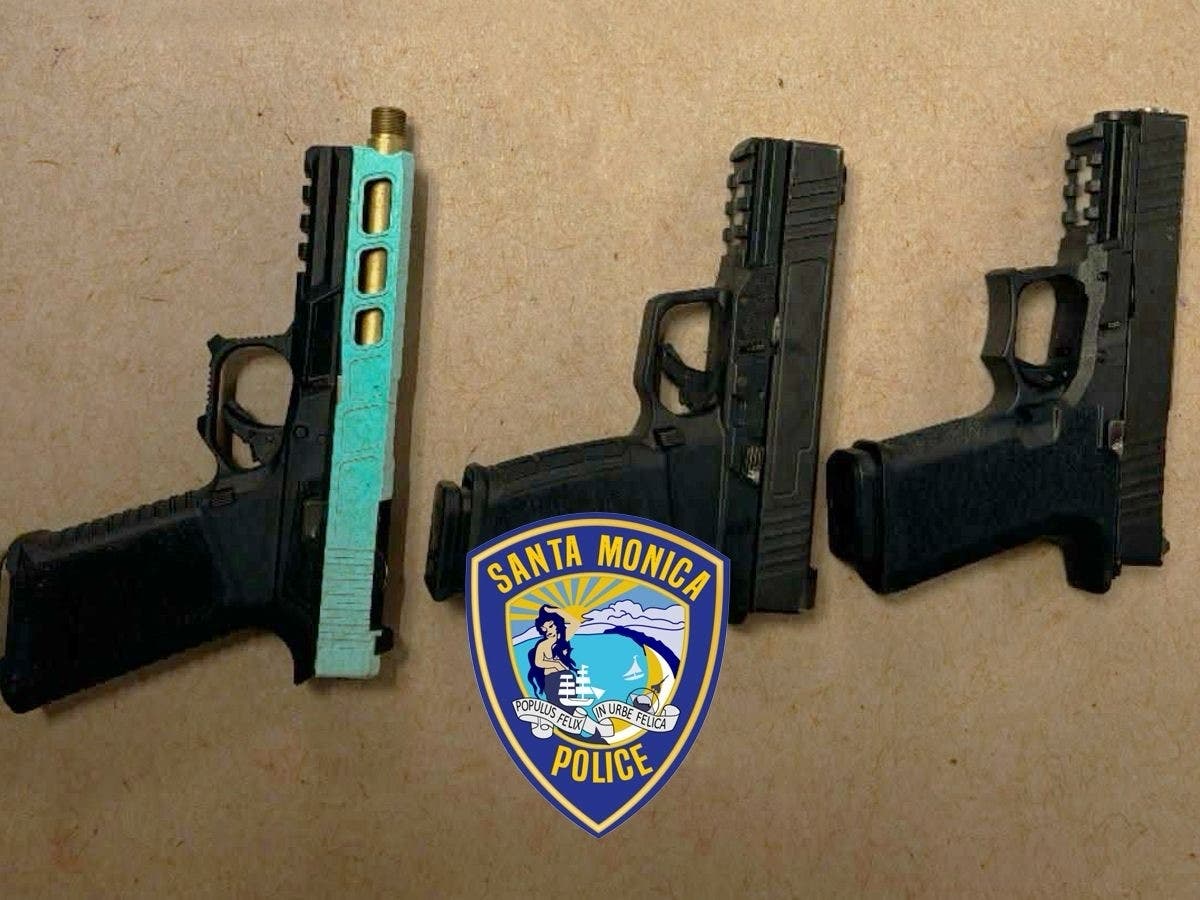 Three loaded handguns, including two unserialized “ghost guns,” were recovered during a Santa Monica police investigation involving a stolen Audi.