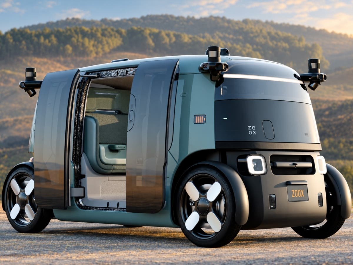 A Zoox autonomous robotaxi. Santa Monica officials are considering an agreement to accommodate up to 150 of the Amazon-owned vehicles in city parking facilities, potentially generating $500,000 annually.
