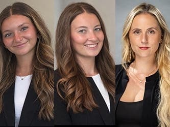 Quinnipiac University criminal justice students Kali Kapilotis, left, Mary Lech and Kimberly Przeszlowski, assistant professor of criminal justice.