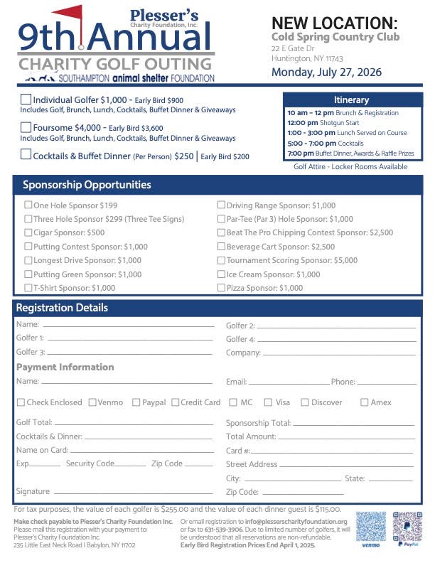 Plesser's 9th Annual Charity Golf Outing