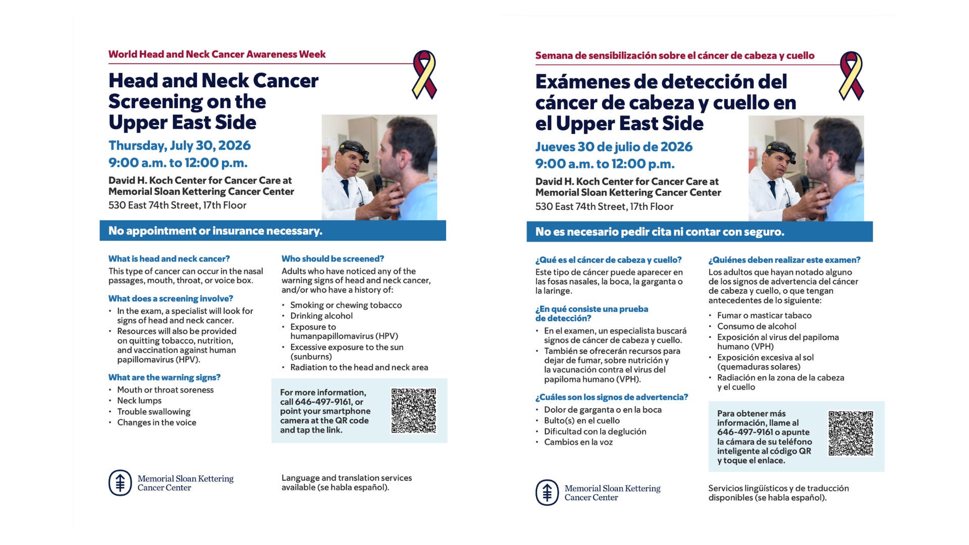 Head and Neck Cancer Screening on the Upper East Side