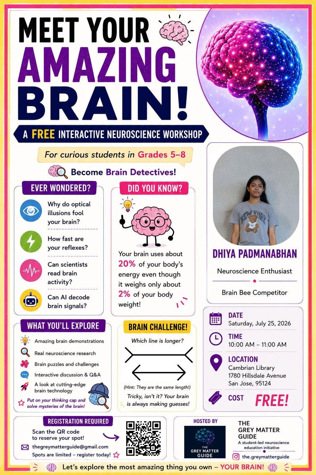 Meet Your Amazing Brain! - Free Interactive Neuroscience Workshop for Grades 5–8