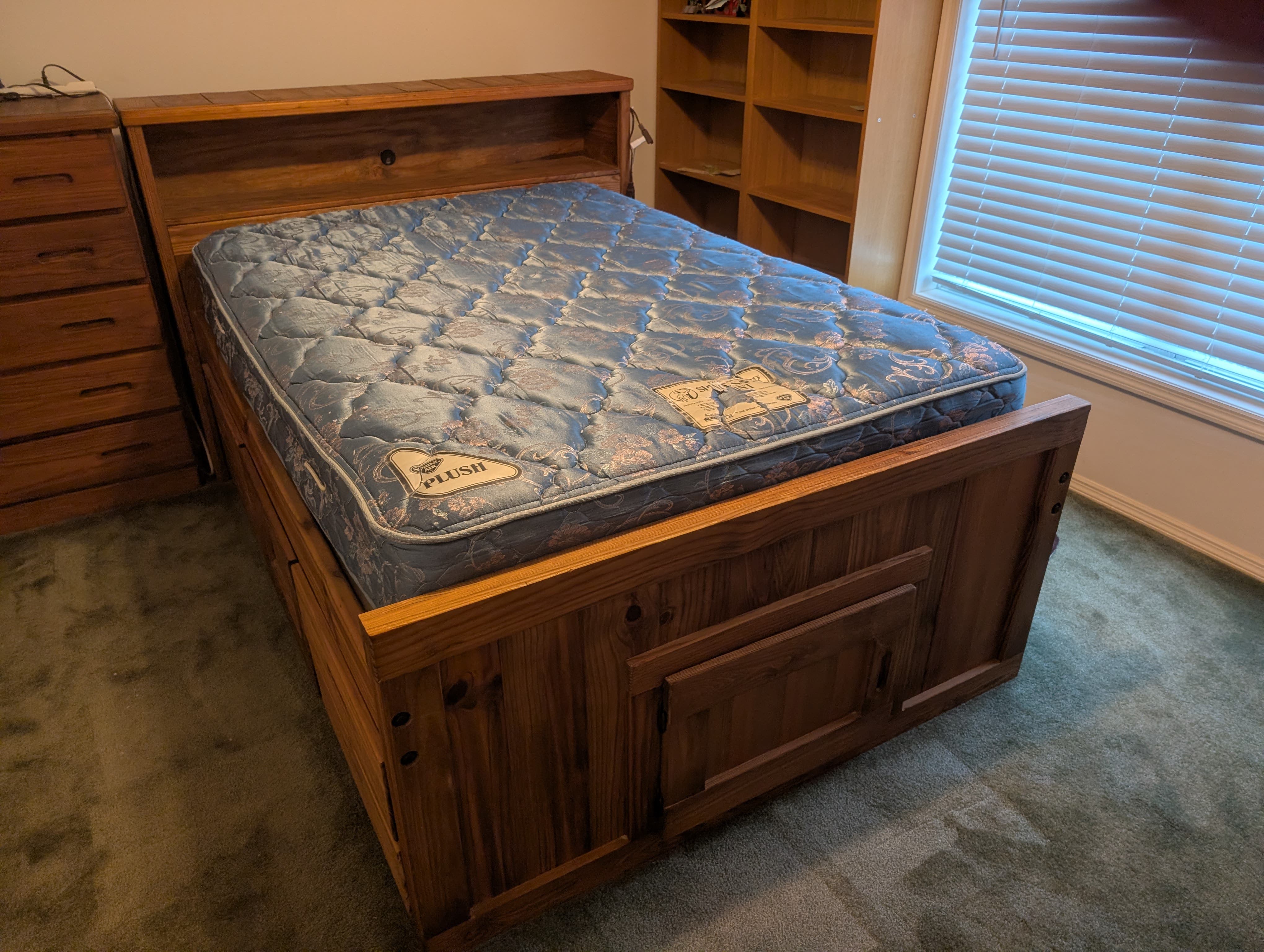 Full Size Bed with Headboard and Drawer Storage