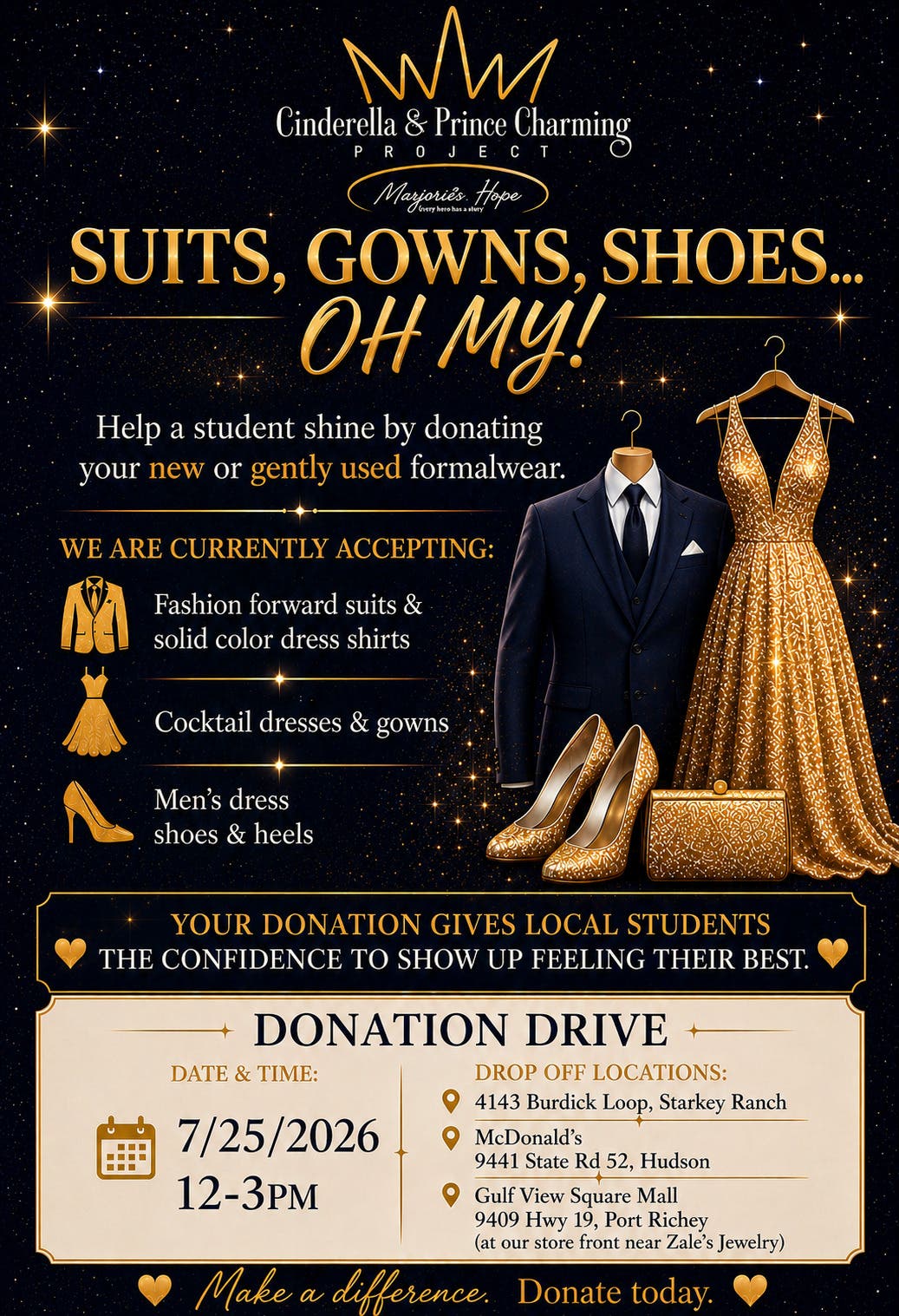Cinderella & Prince Charming Project Donation Drive