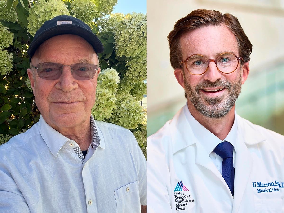 Brooklyn resident Dennis Schroeder (left) uses immunotherapy to keep small cell lung cancer from recurring. His physician, Dr. Thomas Marron, professor of oncology, immunology and immunotherapy (right), says new treatments can offer a cure.