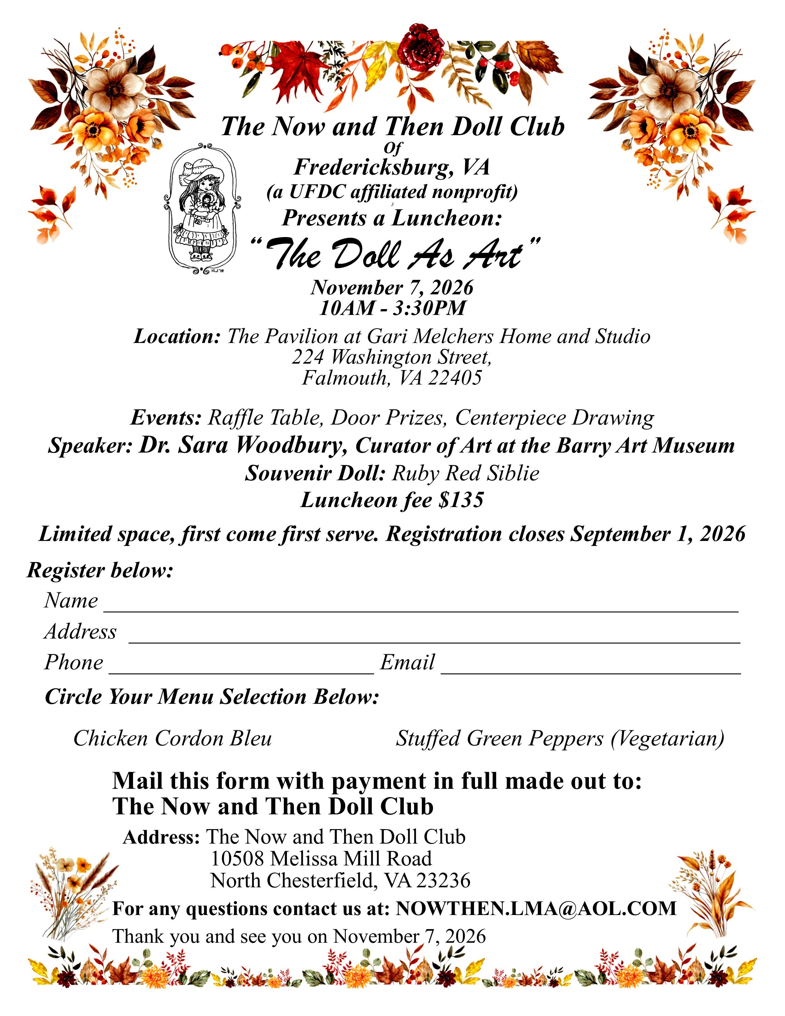 “The Doll As Art” presented by the Now and Then Doll Club of Fredericksburg, VA