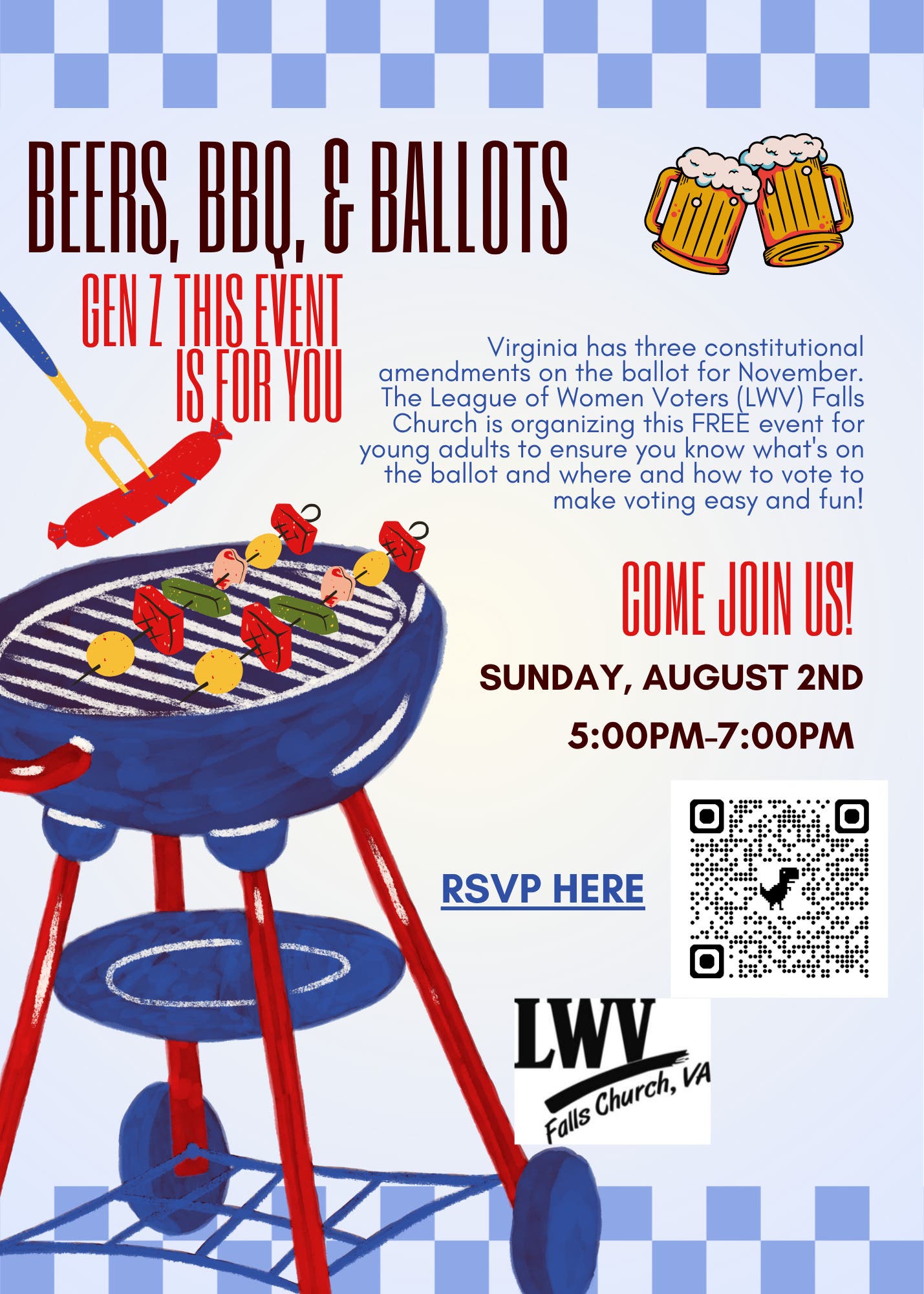 Beer, BBQ, and Ballots a FREE LWV Falls Church Event