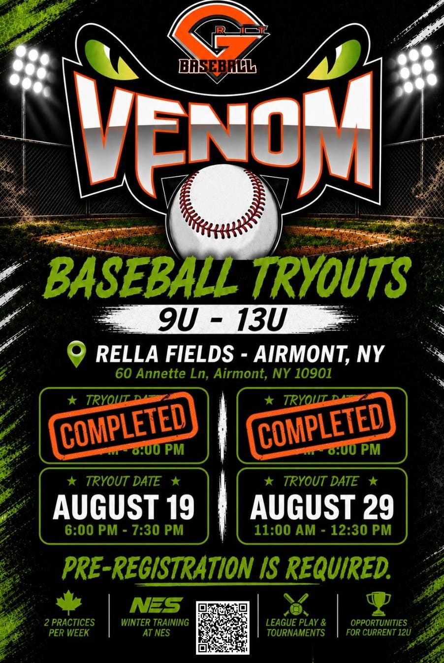 Pascack Valley Venom Hosting Free Tryouts 8/19