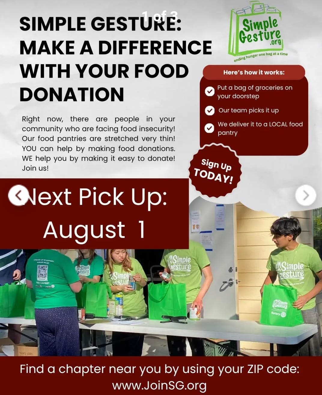 A Simple Gesture food pantry donation pick up