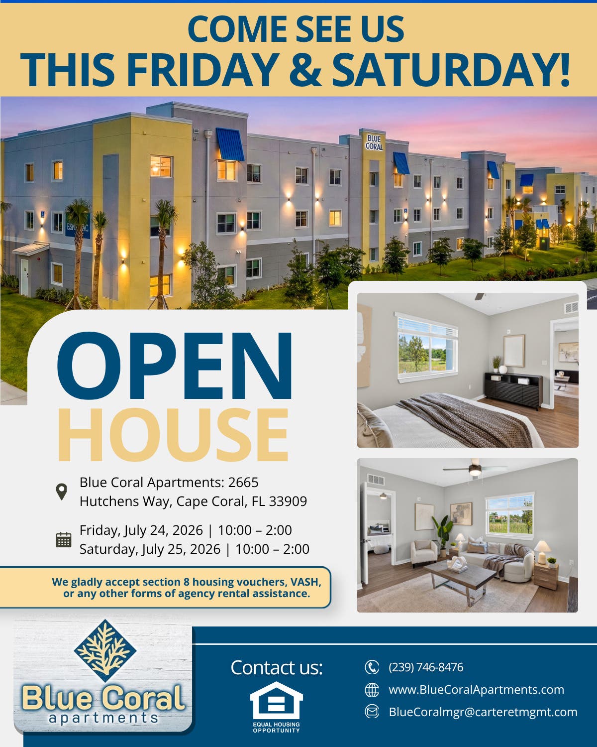 Blue Coral Apartments Open House