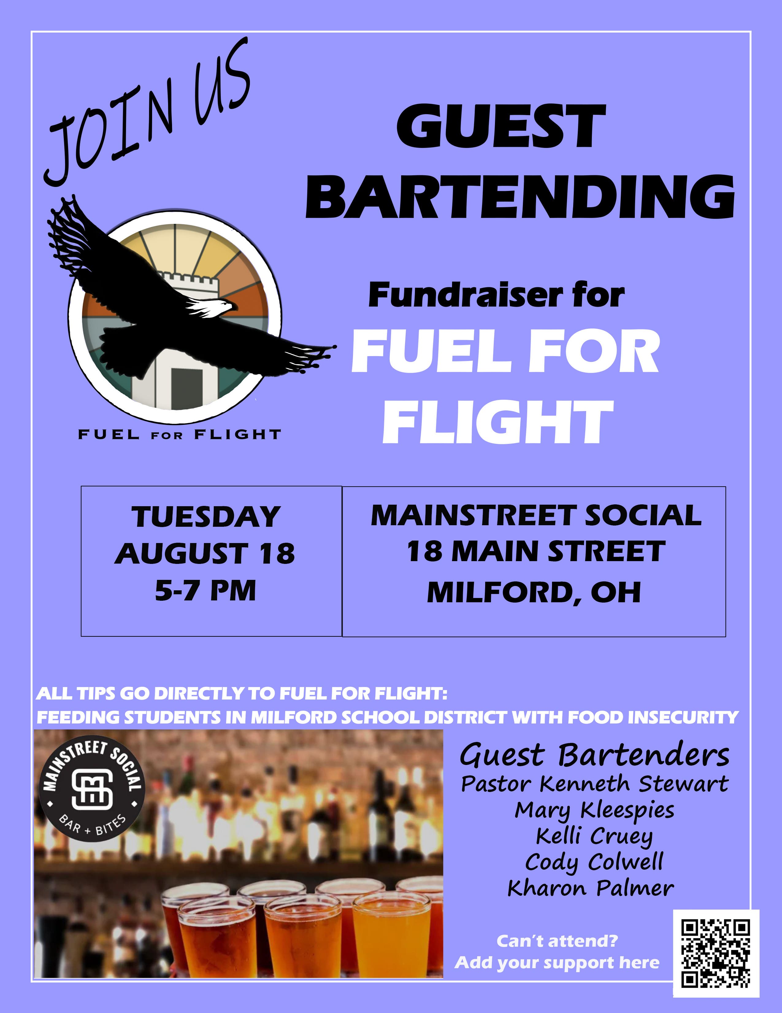 Guest Bartending Fundraiser For Fuel For Flight