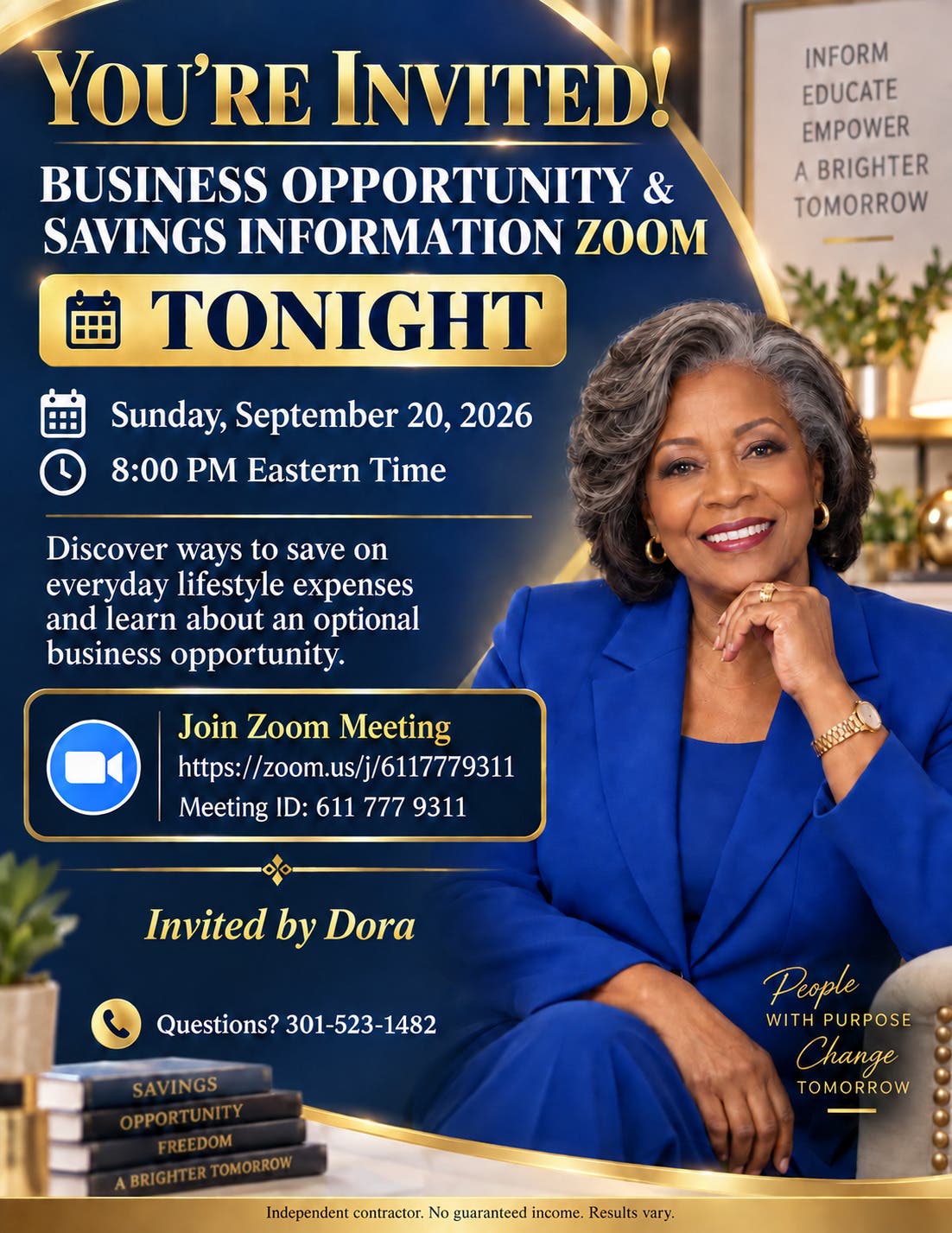 Business Opportunity & Savings Information Zoom