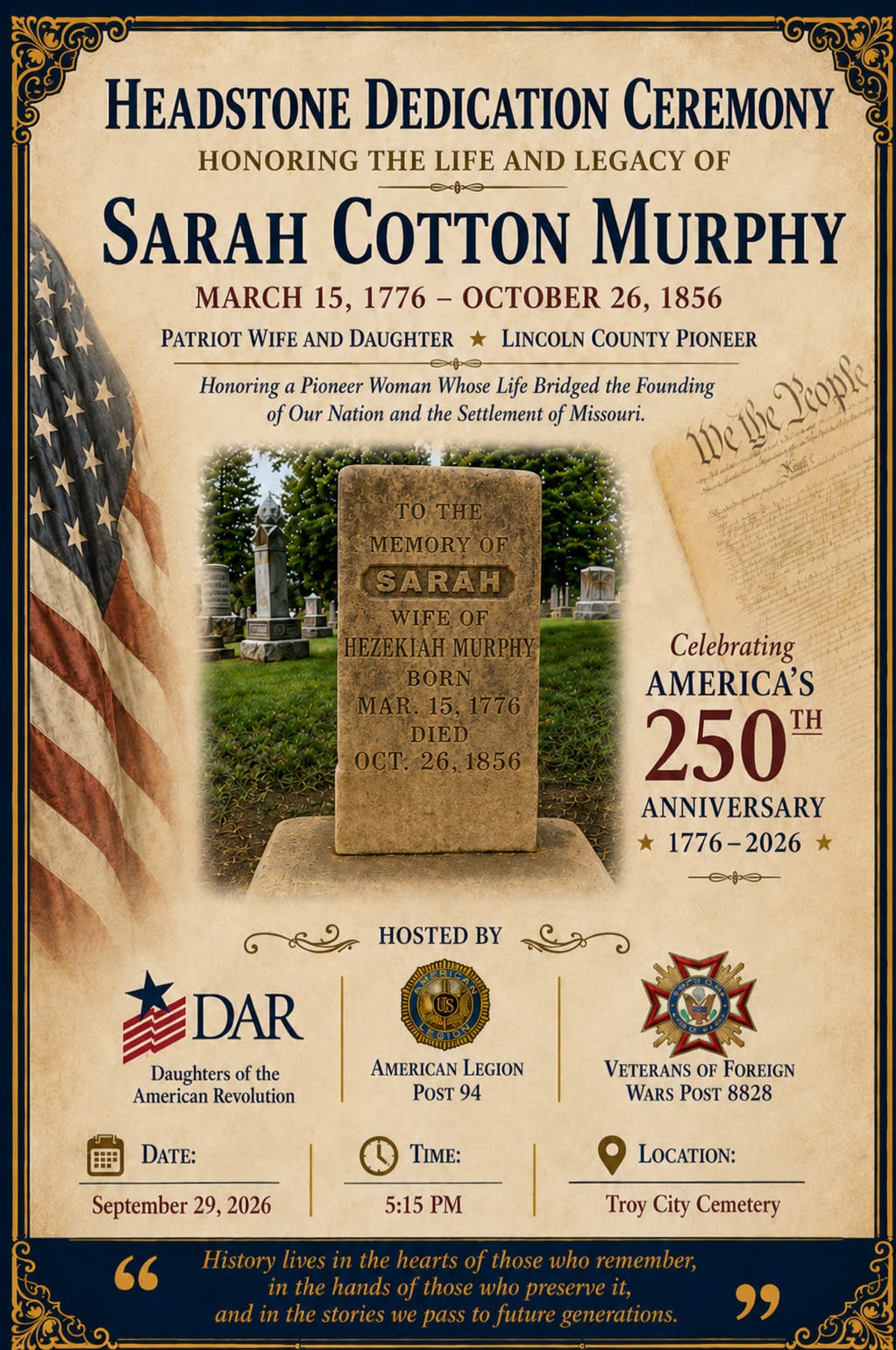 Troy Chapter DAR Honors Grave of a Real Daughter