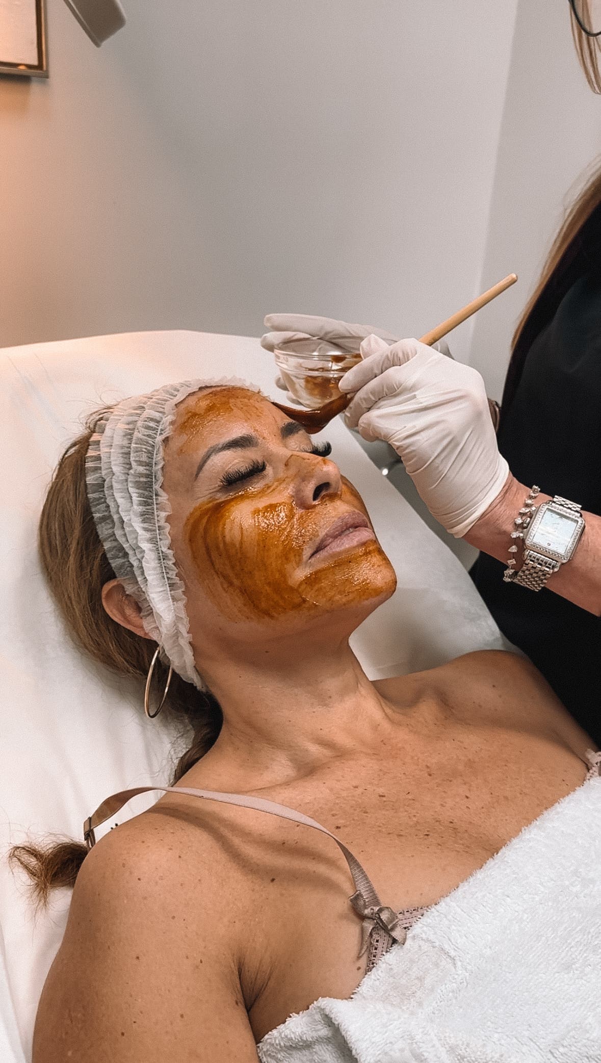 Patient receiving a Pumpkin Peel facial treatment at Refresh - Aesthetics & Wellness in Florida