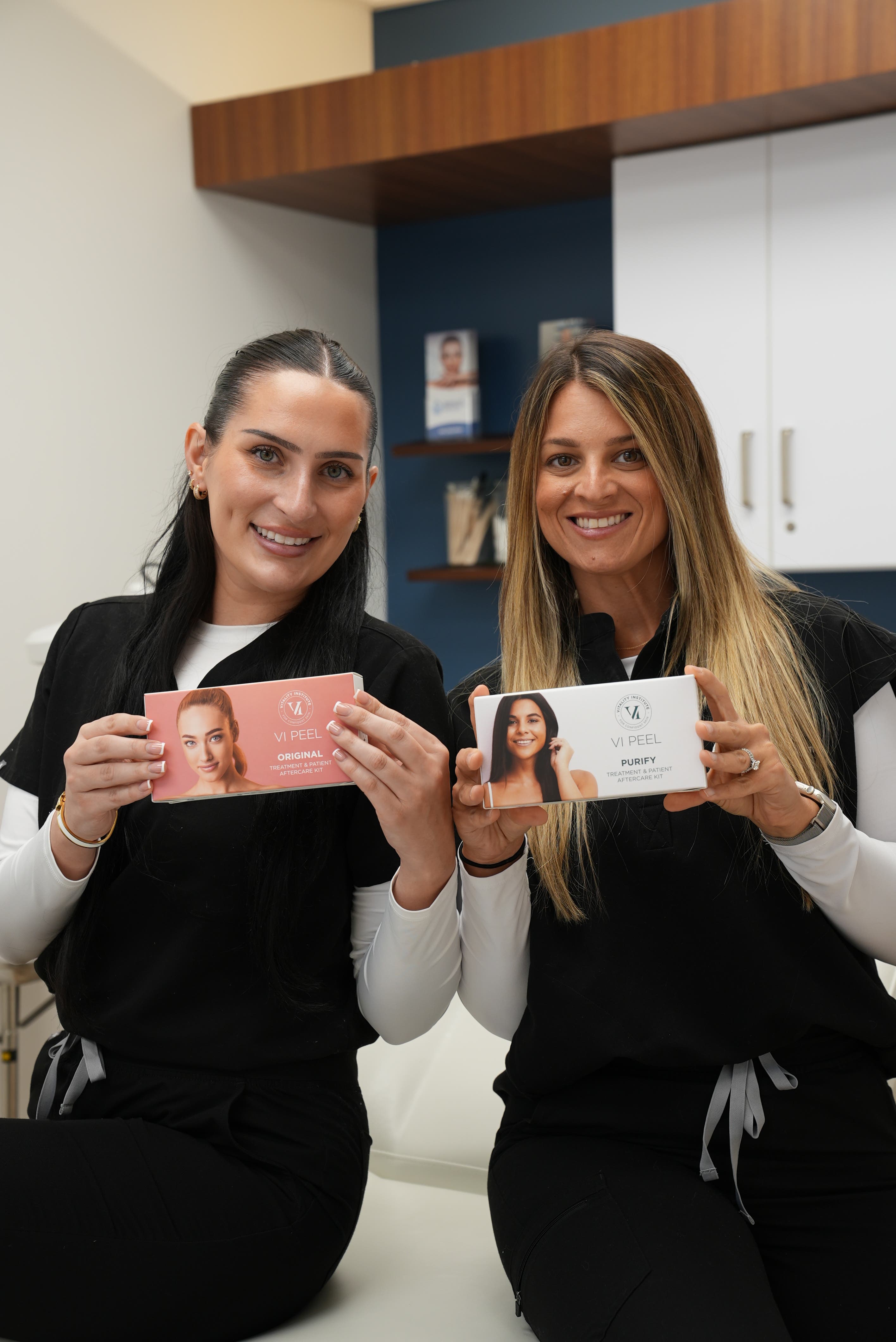 Refresh - Aesthetics & Wellness providers holding VI Peel treatment kits in Palm Beach County, Florida