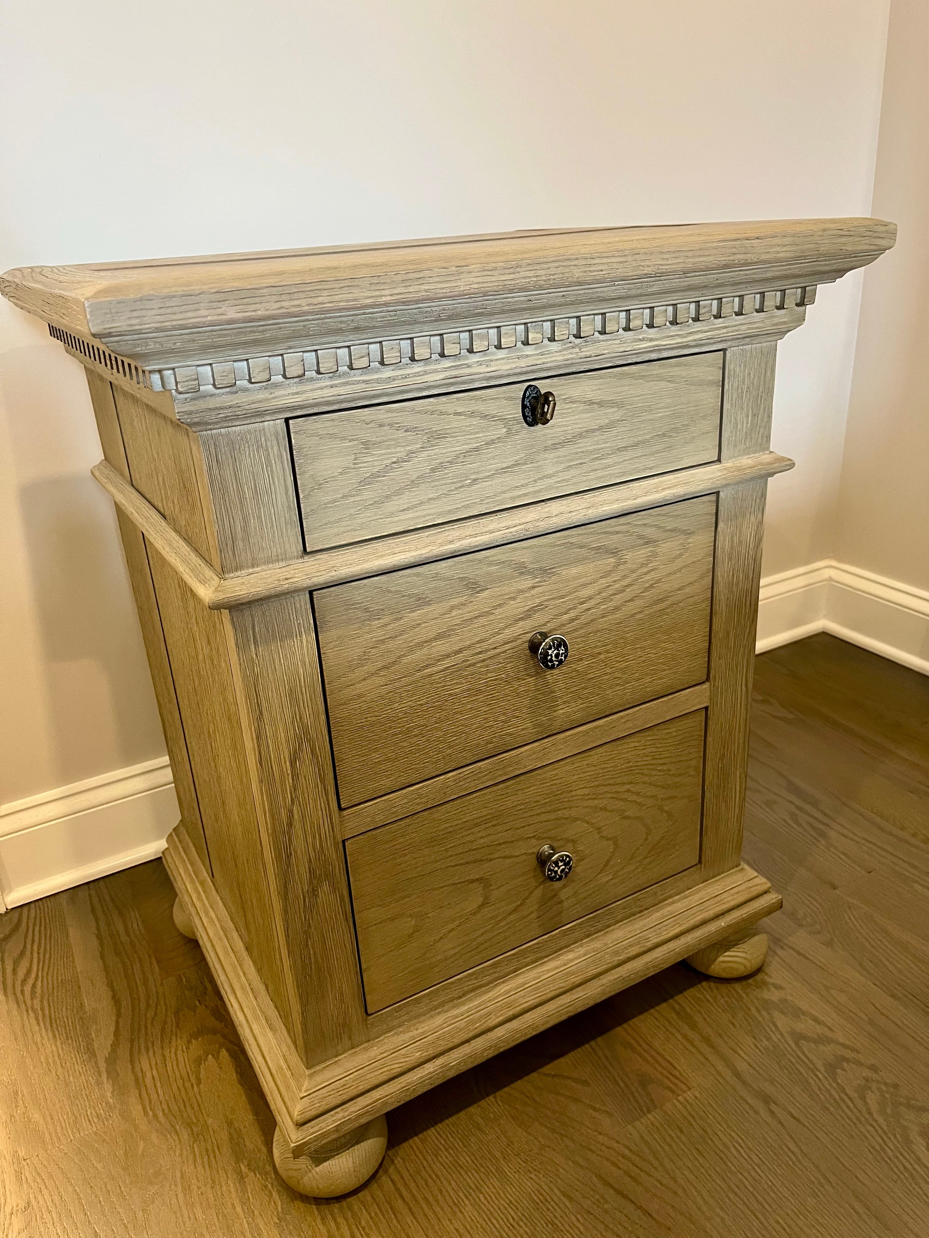 Restoration Hardware St. James Closed Nightstand 24"L x 19"W x 30"H Antique Grey Oak