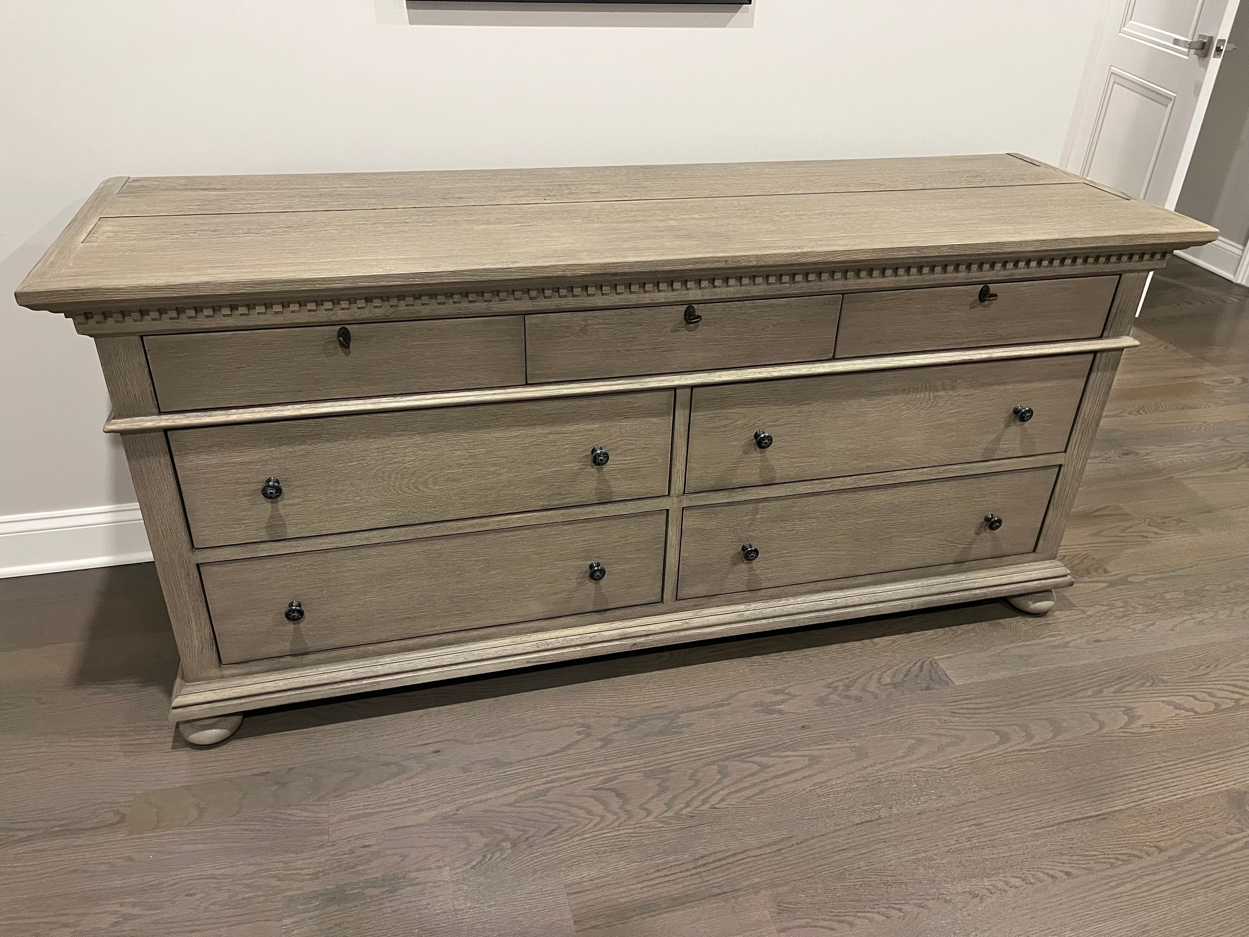 Restoration Hardware St. James 7-Drawer Dresser Antiqued Grey Oak