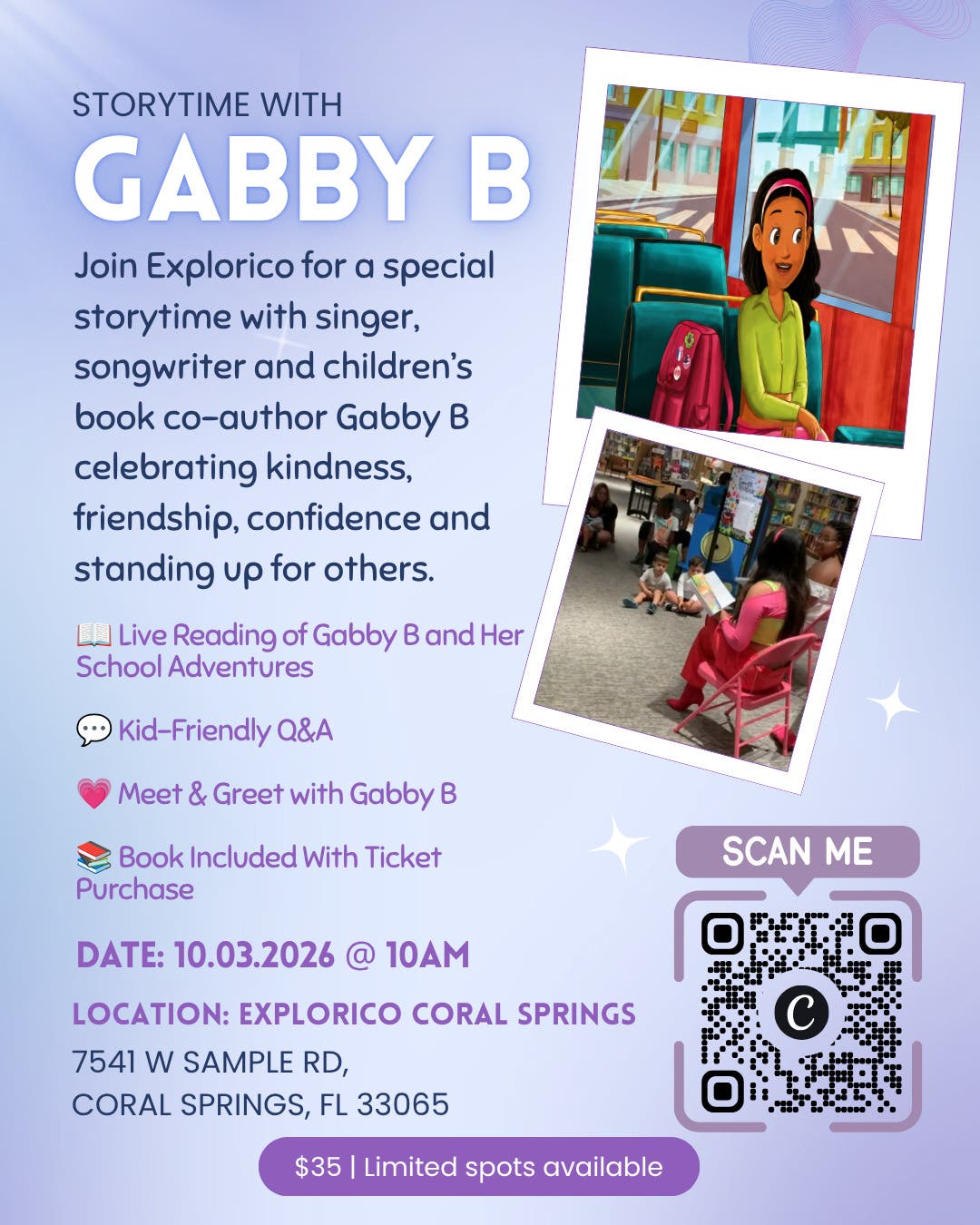 Global Recording Artist Gabby B To Join Special Storytime At Explorico In Coral Springs 
