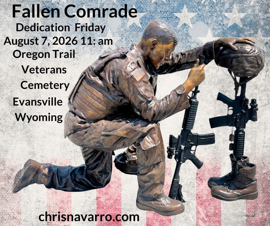 Fallen Comrade monumental bronze by Chris Navarro dedication.
