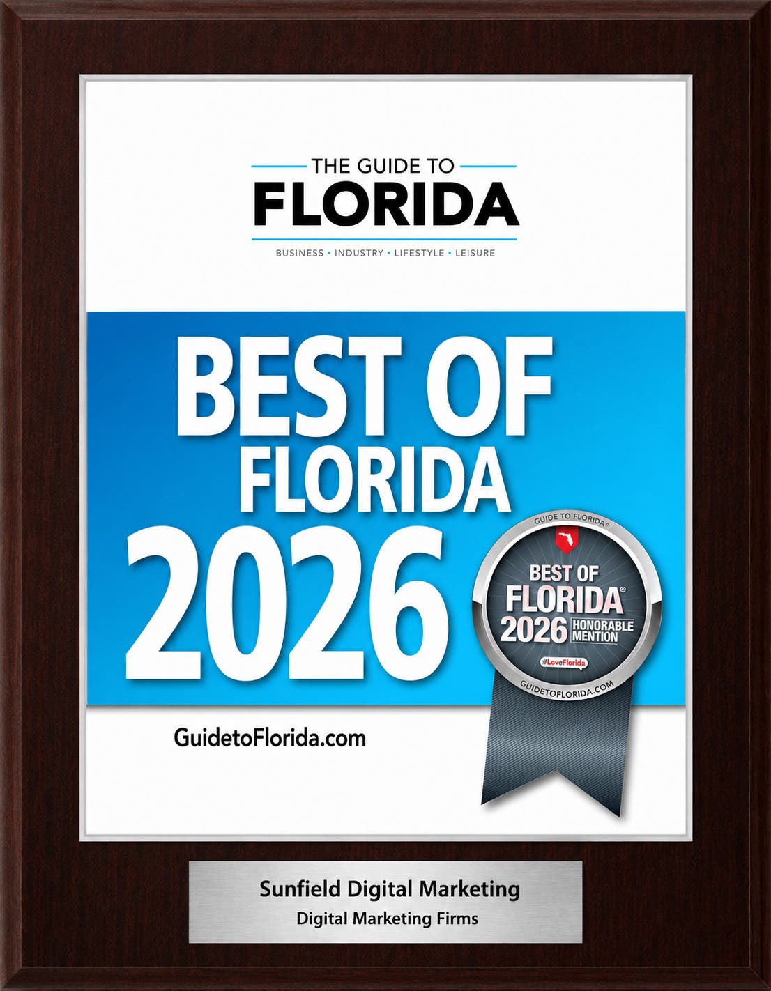 Deerfield Beach Digital Marketing Agency Sunfield Digital Marketing Earns 2026 Best of Florida Award