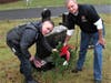 Post Adjutant John Kennedy left and Post Commander Joe Beal responded to the call for volunteers