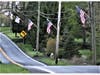Line of mounted flags